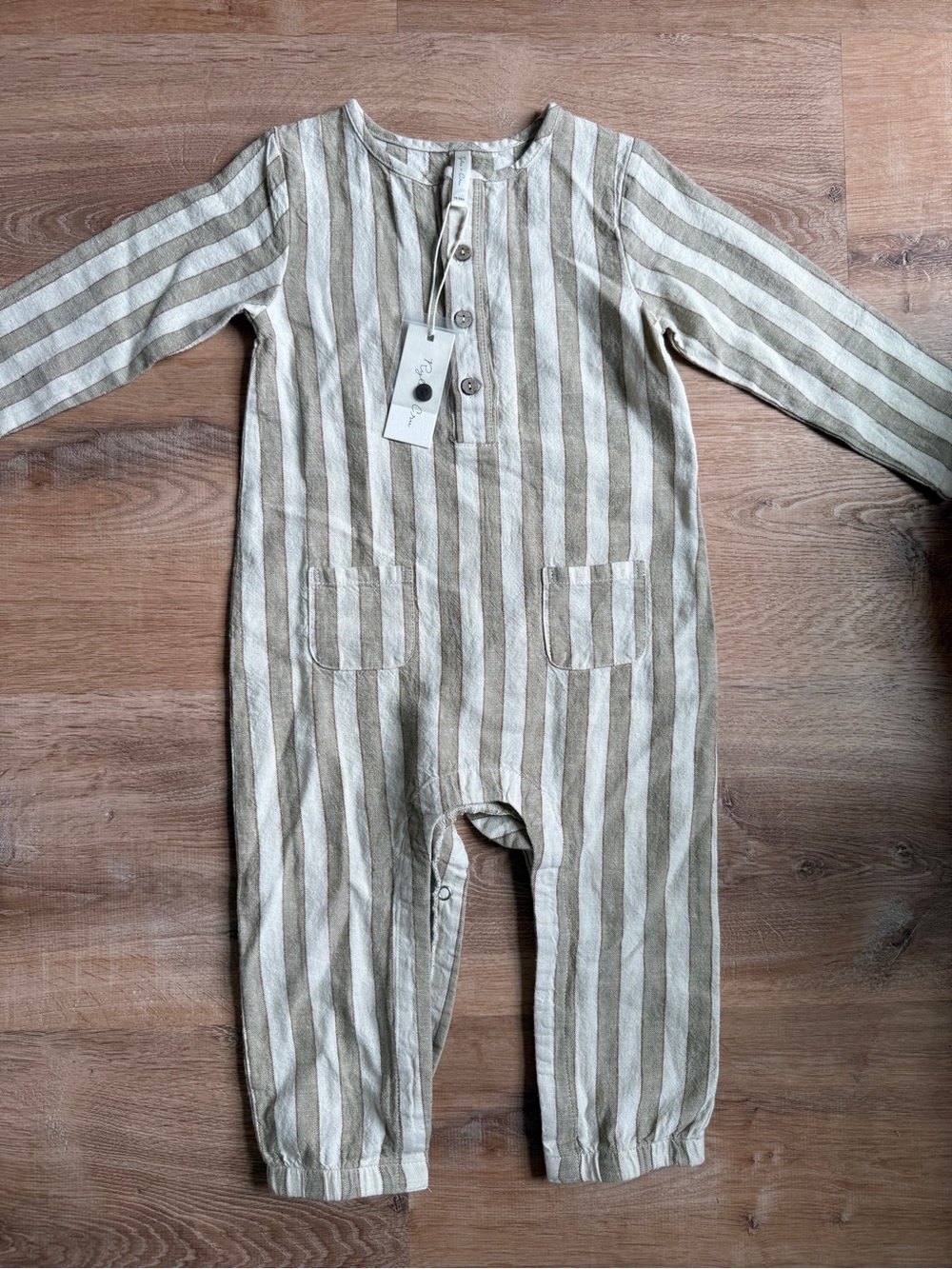 Rylee+Cru Linen Blend Striped Romper